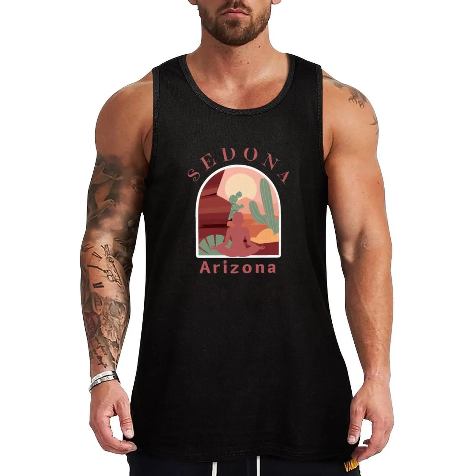 Spiritual Sedona Arizona- Red Text Tank Top running shirt underwear Sports clothing bodybuilding man gym for men