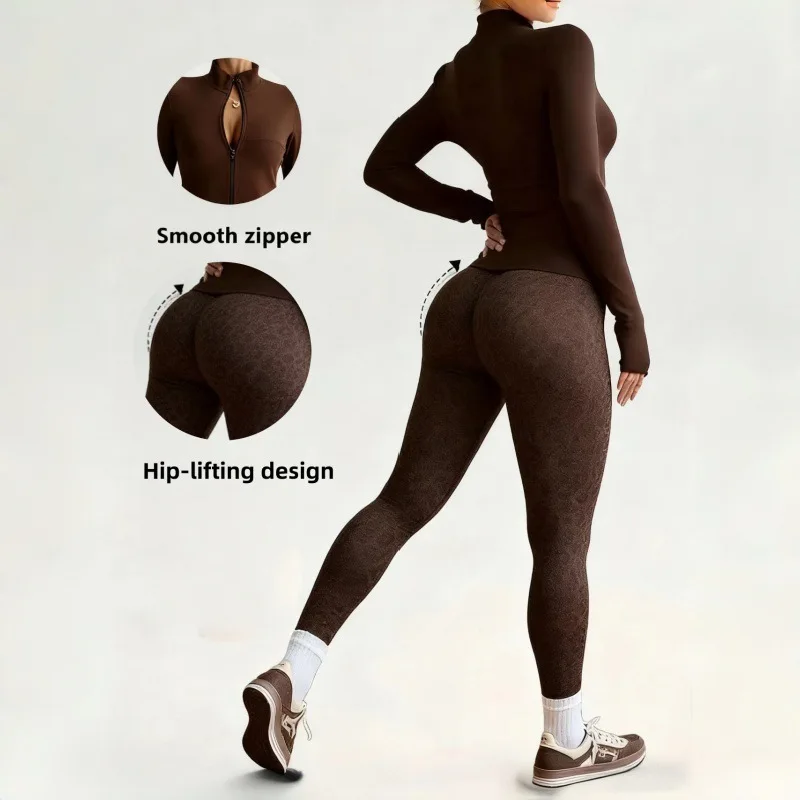 3pcs/set Women's Yoga Set Workout Set High Waist Yoga Leggings Sports Bra Gym Coat Suit Activewear Sports Fitness Set Suit