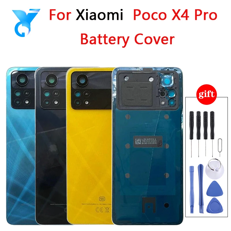 For Xiaomi Poco X4 Pro Battery Cover Back Glass Panel Rear Housing Case For Xiaomi Poco X4 Pro Battery Cover