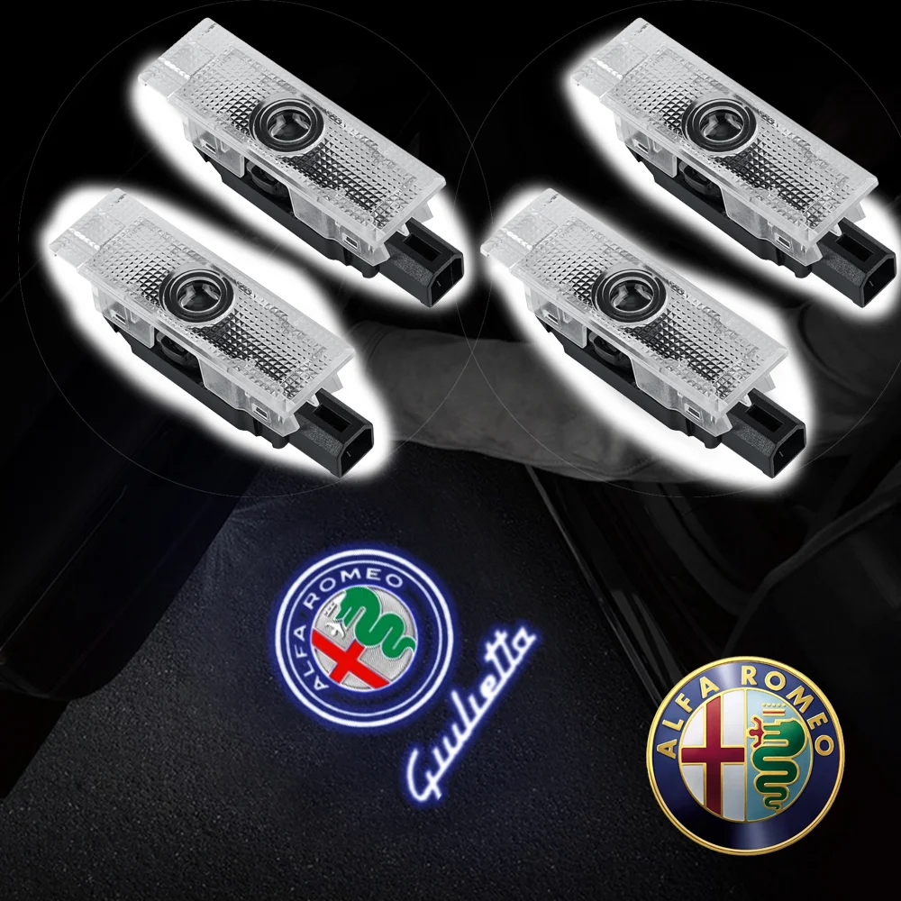 4pcs/set HD LED Ghost Shadow Car Door Welcome Light Accessories For Alfa Romeo Stelvio 2017 Giulia 2017 Car Accessories