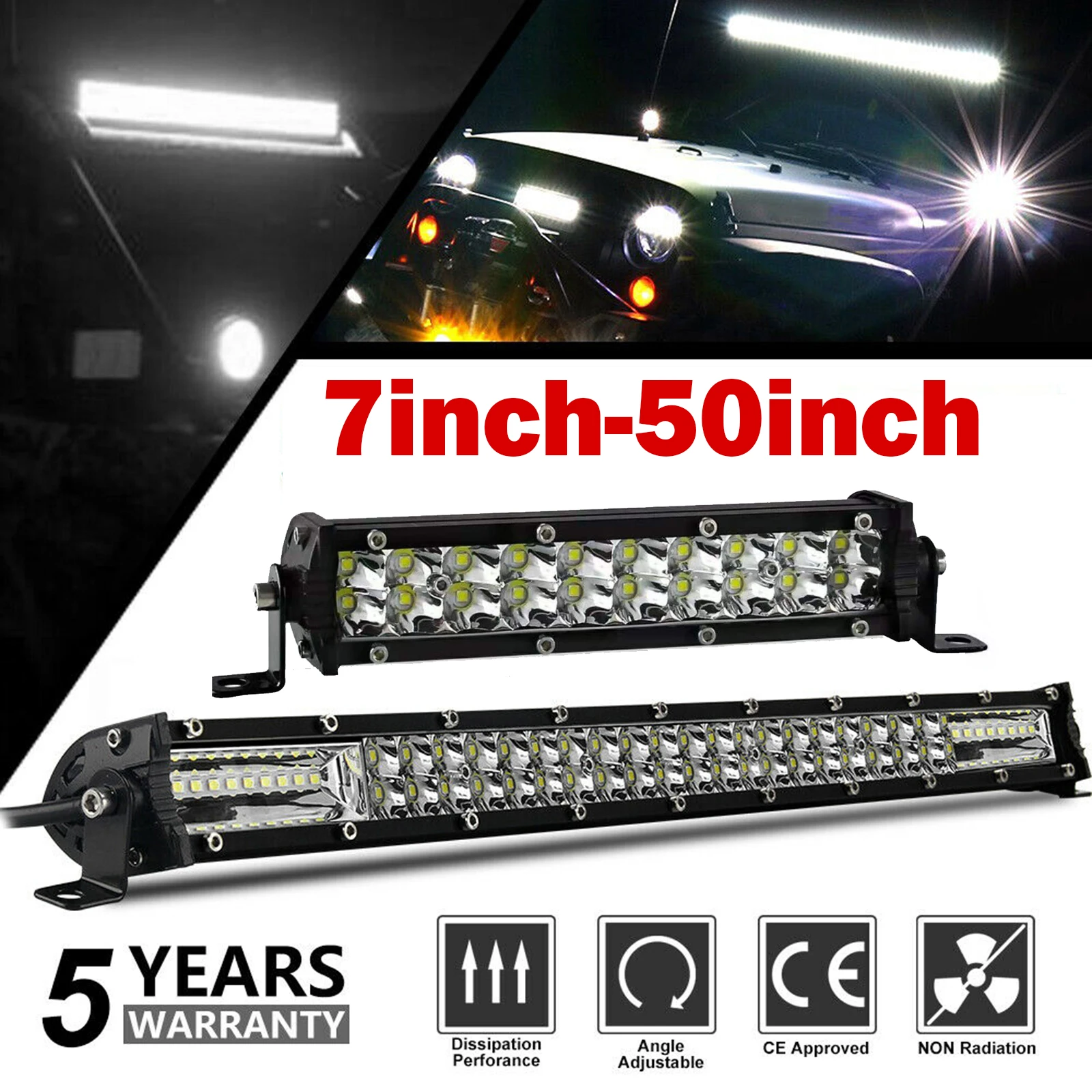 

Dual Row Slim LED Light Bar 8-50inch White/Yellow Waterproof IP68 Combo Work Light for Car Tractor Offroad ATV Auto Truck 4x4