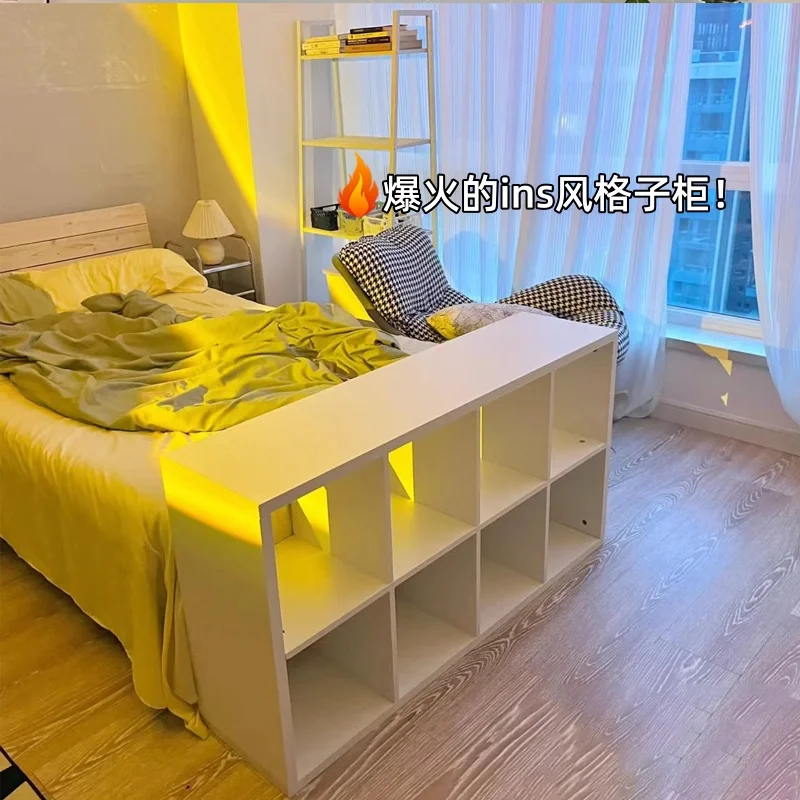

Bedside partition floor rack, bedroom side lattice cabinet storage living room eight cabinets storage