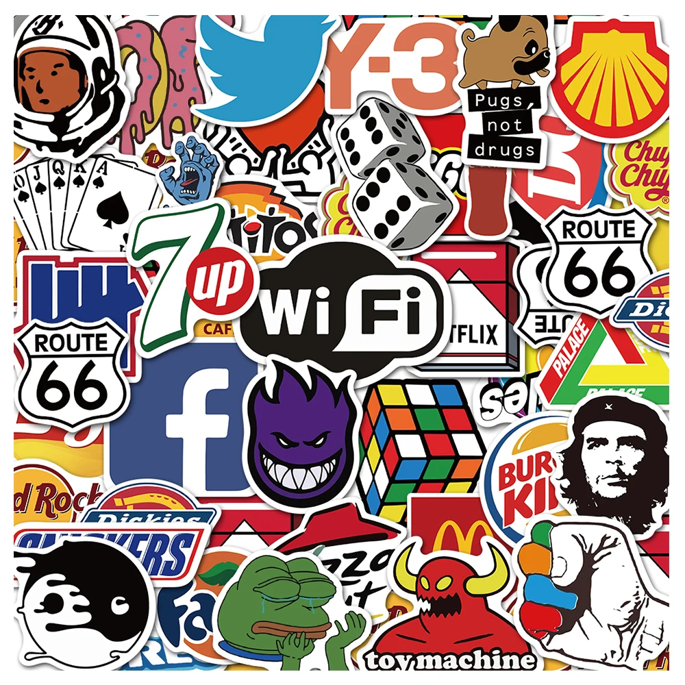 

10/30/50/100PCS Cool Fashion Brand Logo Graffiti Stickers Aesthetic DIY Skateboard Laptop Motorcycle Car Sticker Decal Kids Toys