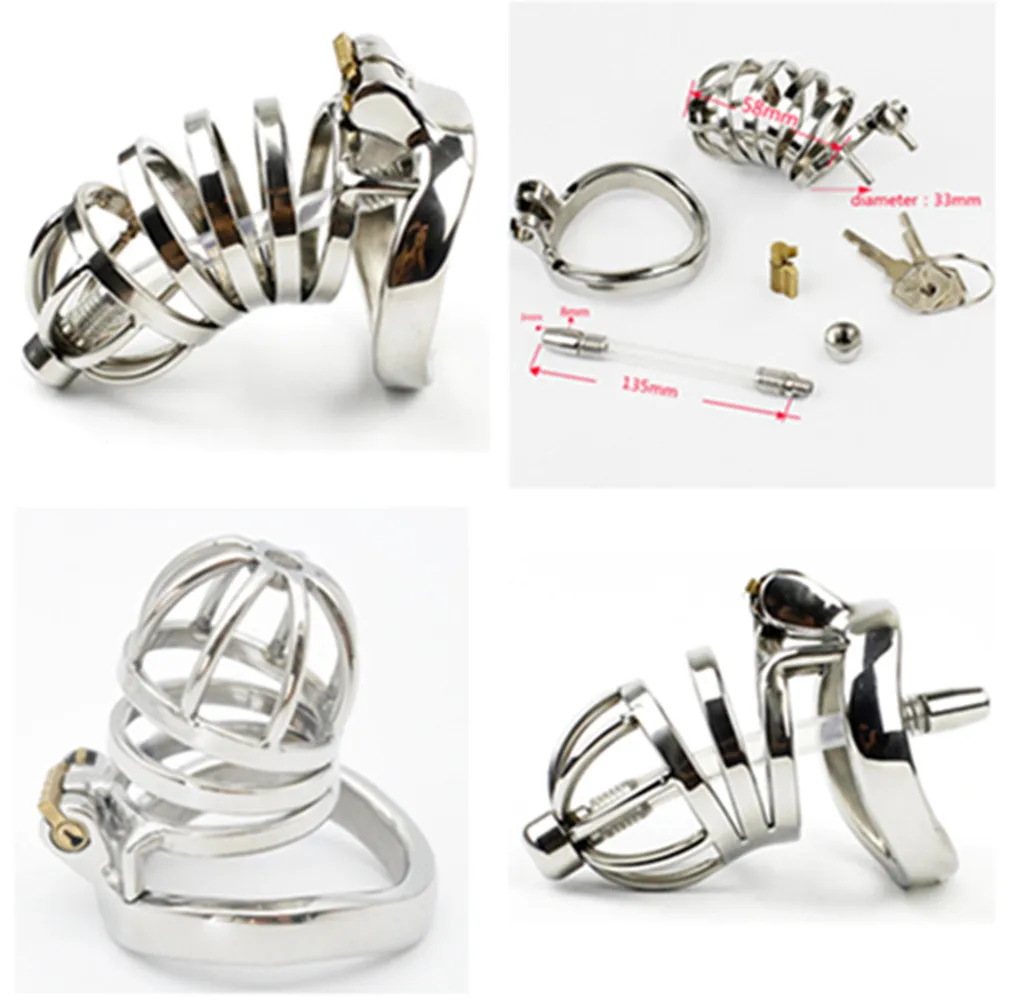 HotX High-quality Metal Cock Cage Lockable Male Chastity Device Catheter Stealth Belt Penis Ring Restraint BDSM Sissy Adult Toy