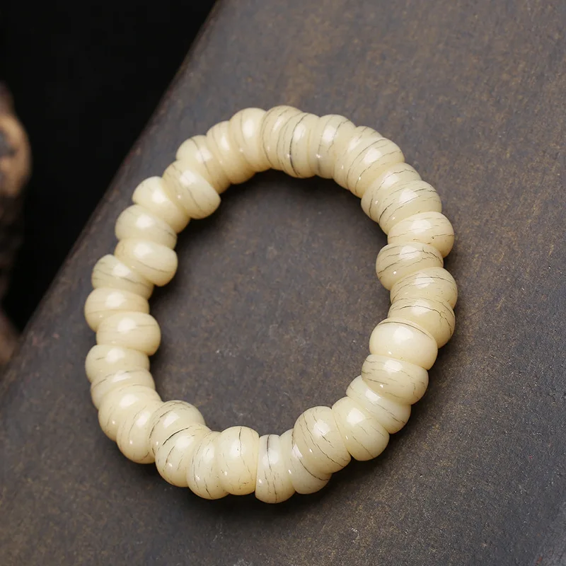 Natural Camel Bone Large Intestine Bead Writing Hand String Single Circle Tibetan Buddhist Bead Reflux Bone Inlay