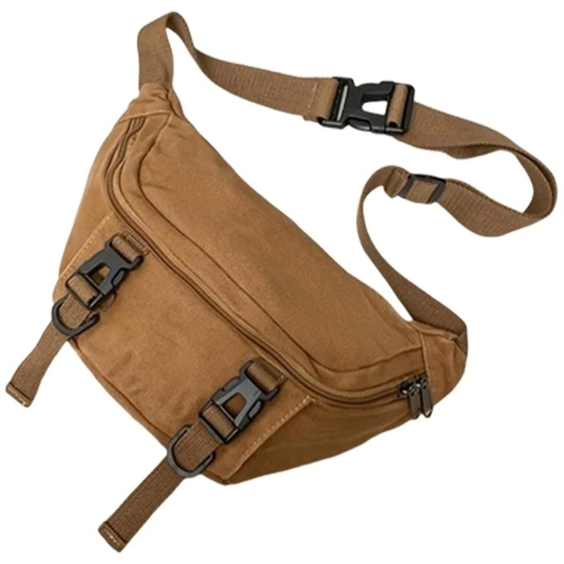 

Delicate Canvas Crossbody Bag With Multiple Compartments Unisex Fashion Shoulder Bag Chest Pack