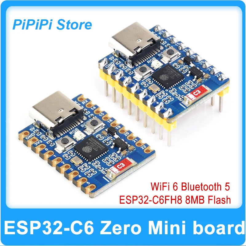 ESP32-C6 Zero Super Mini Development Board Based on ESP32-C6FH8 8MB Flash 2.4G ceramic antenna WiFi 6 Bluetooth 5 Module