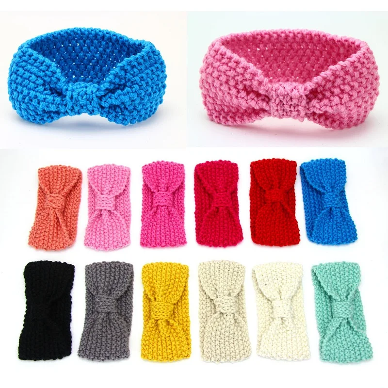 Yundfly 1PCS Girl Knit Crochet Winter Turban Headband Ear Warm Headbands Kids Newborn Children Headwraps Turban Hair Accessories