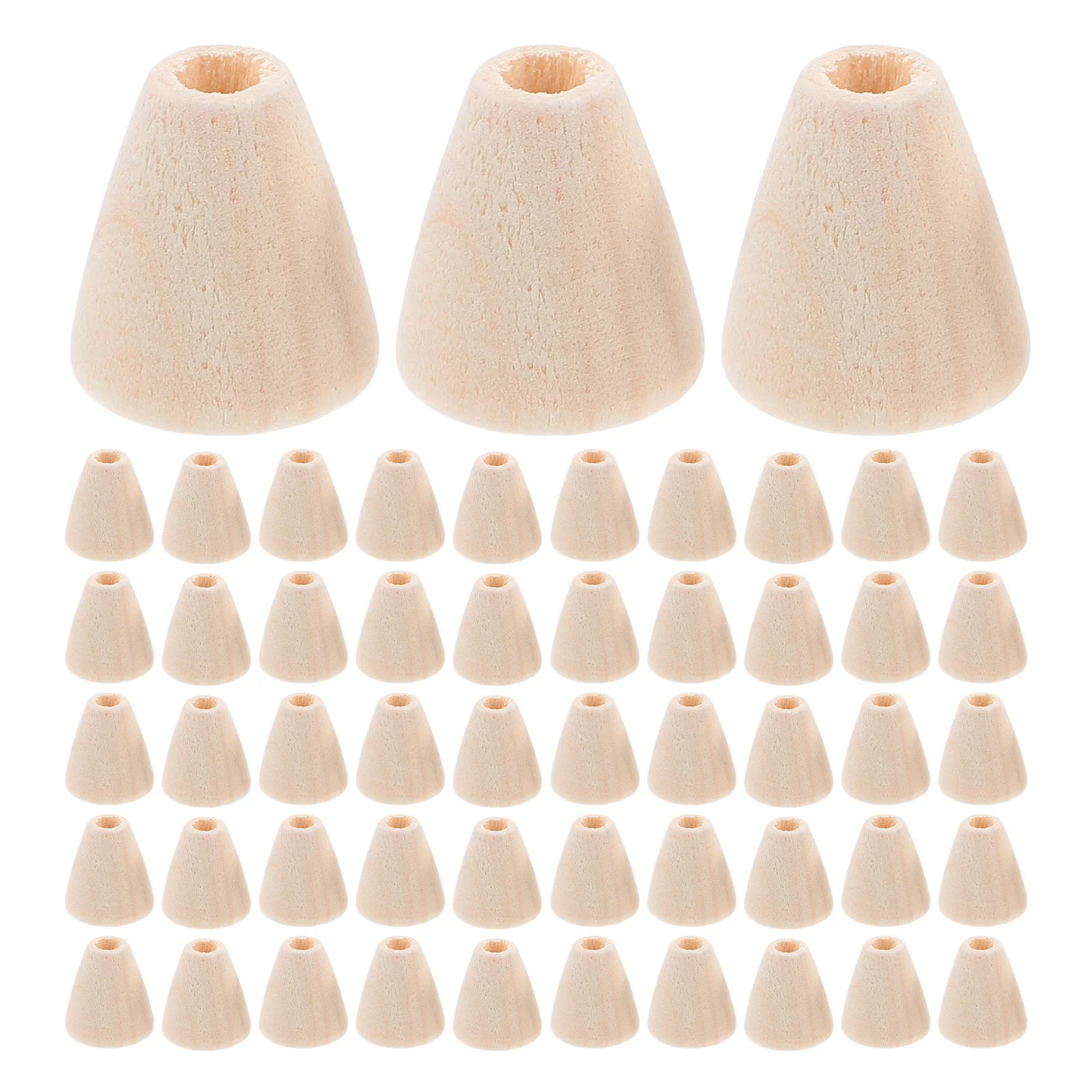 100Pcs DIY Wooden Beads Kit Cone Shaped Natural Wood Beads for Handicrafts Jewelry Making Crafts for Kids and Adults