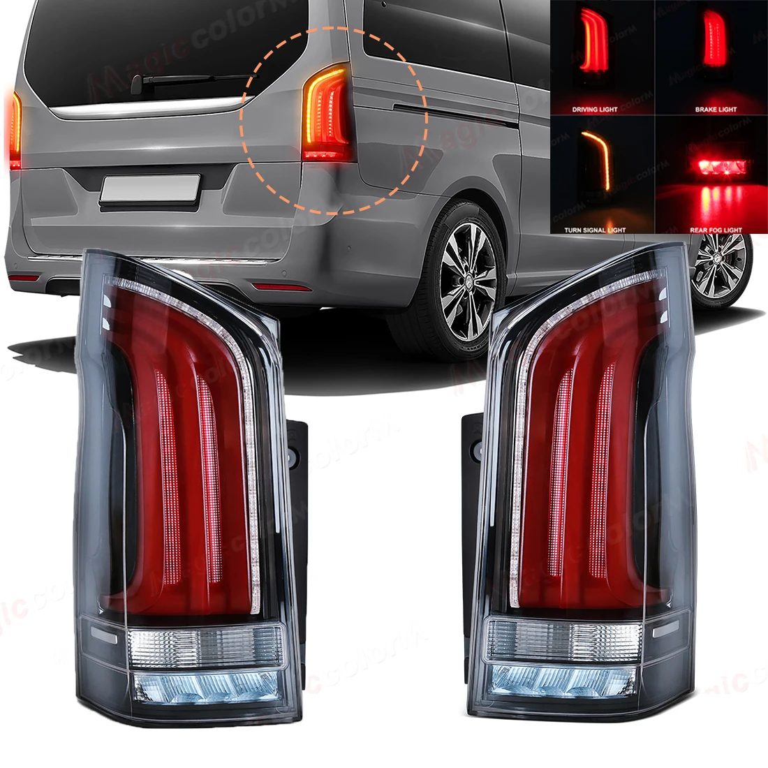 

Для Benz Vito W447 V-class V260 V220 V250 2016-2024 светодиодный задний фонарь в сборе задний стоп-сигнал поворота задние фонари водонепроницаемые