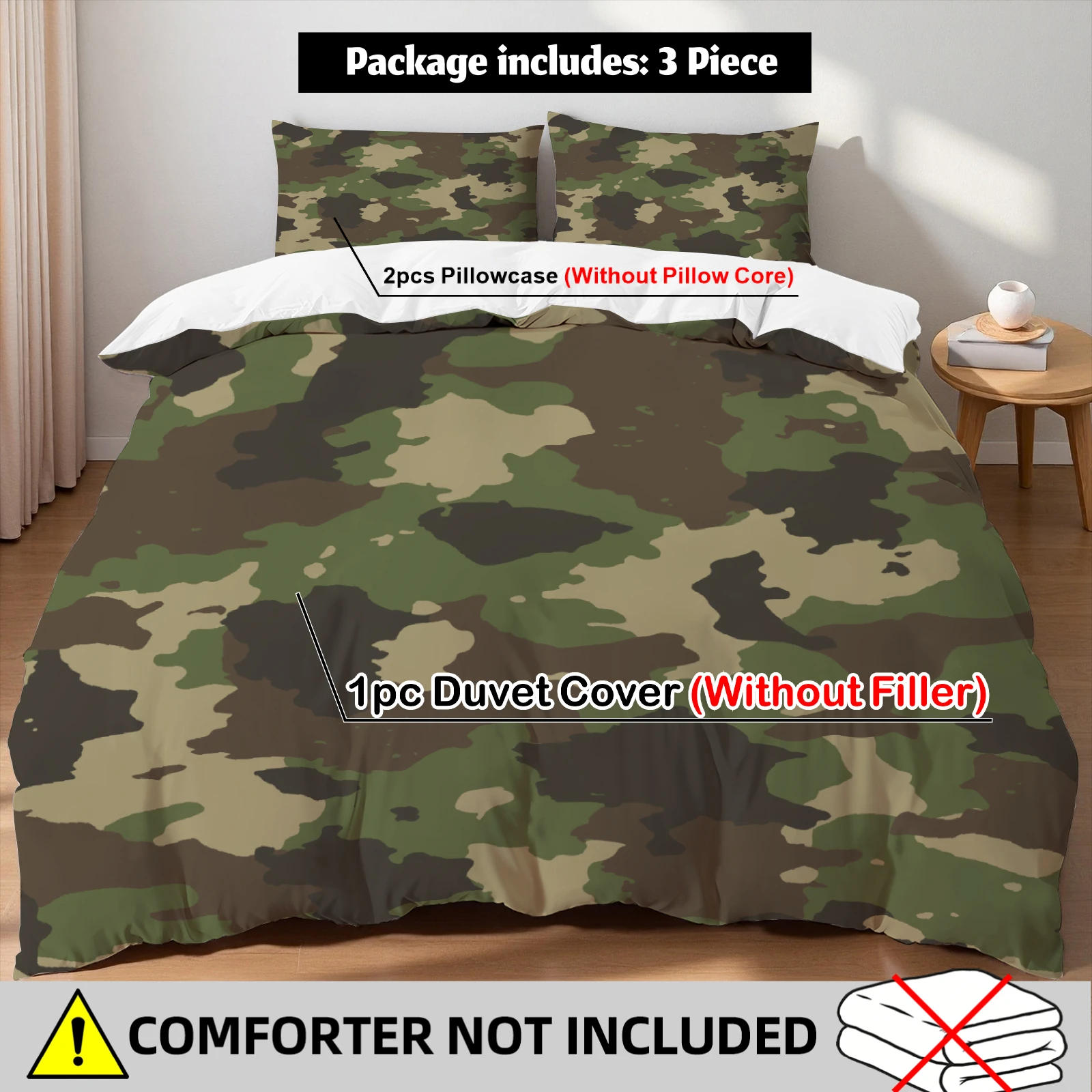 Woodland Camo Duvet Cover Set Green Brown Camouflage Bedding Set For Teens Guys Bedroom Twin Queen King Size With Pillowcases