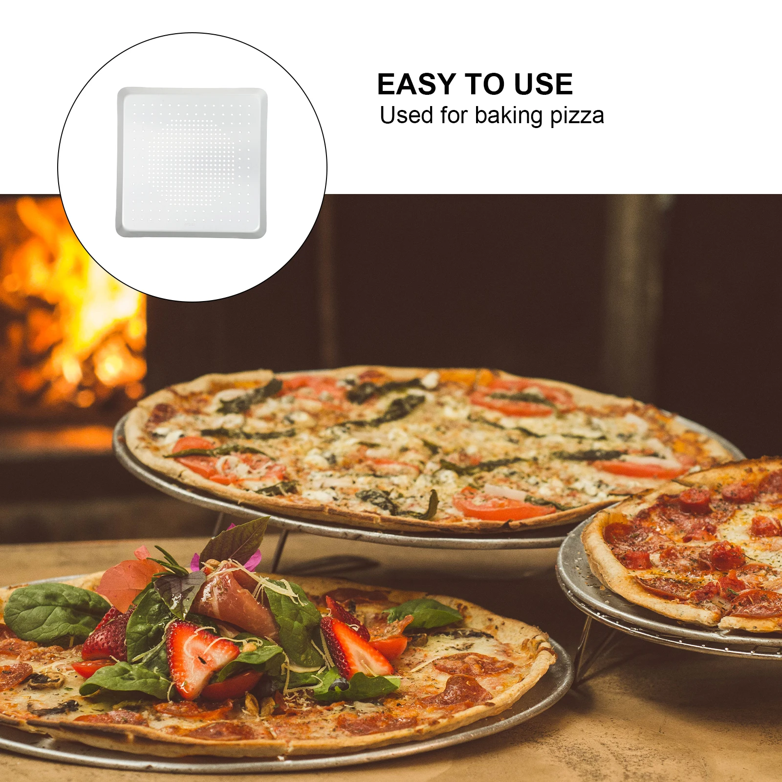 

1pc Perforated Pizza Baking Pan Square Aluminum Alloy Non-Stick Scratch Resistant High Gloss Corrosion Resistant Easy for Home