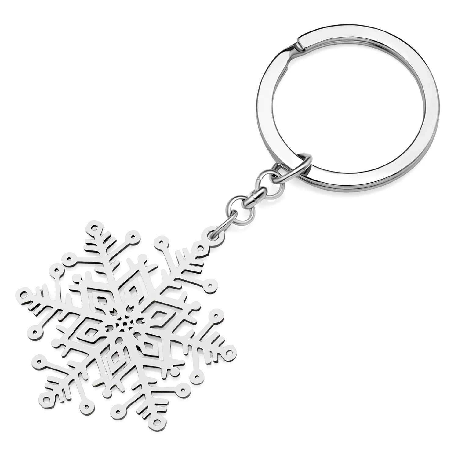 Bonsny Stainless Steel Silver-plated Beautiful Snowflakes Key Chains Keychains Decorations Key Ring For Women Gifts Car Charms