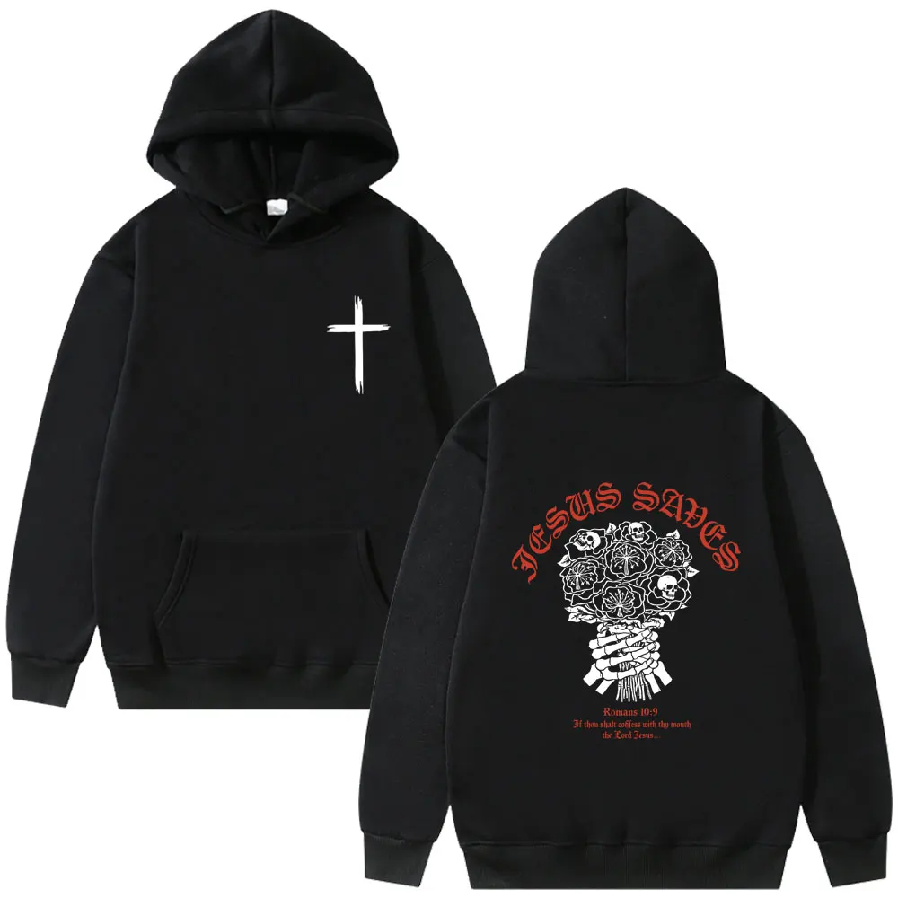 

Christian Jesus Saves Bible Verse Hoodie Funny Skeleton Graphic Hooded Tracksuit Men Women Hip Hop Gothic Oversized Sweatshirt