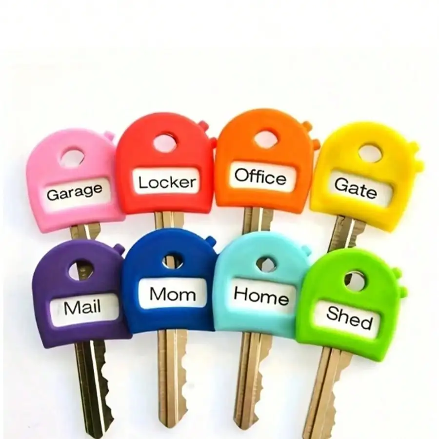 

1pc/4pcs/6pcs/8pcs/10pcs Colors Of Keychains With Labels, 2.8cm/1.1 Inch Retractable Key Identifier, Fits Most Keys, Soft Touch Key Cover With Identification Label For Easy Identification Of Door Keys - Stylish, Easy To Install, Includes Blank And Pre-Pri