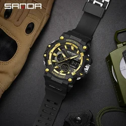 SANDA Women's Sports Watch for Men Quartz Digital Dual Display Watches Shock Water Resistant Camping GYM Wristwatch 4W6225