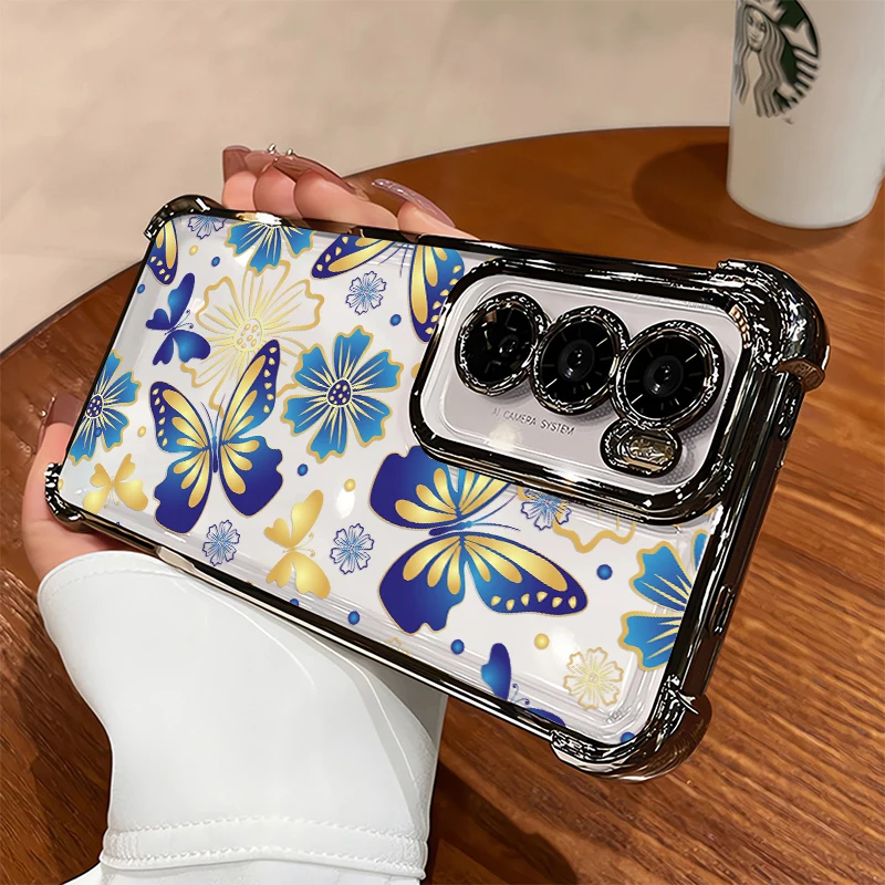 Vivo V70 Butterfly Flower Phone Case For Vivo V60 V50 V29 Lite V70 FE V23 V25 V40 Pro V29E Shockproof Transparent Plating Cover view 5