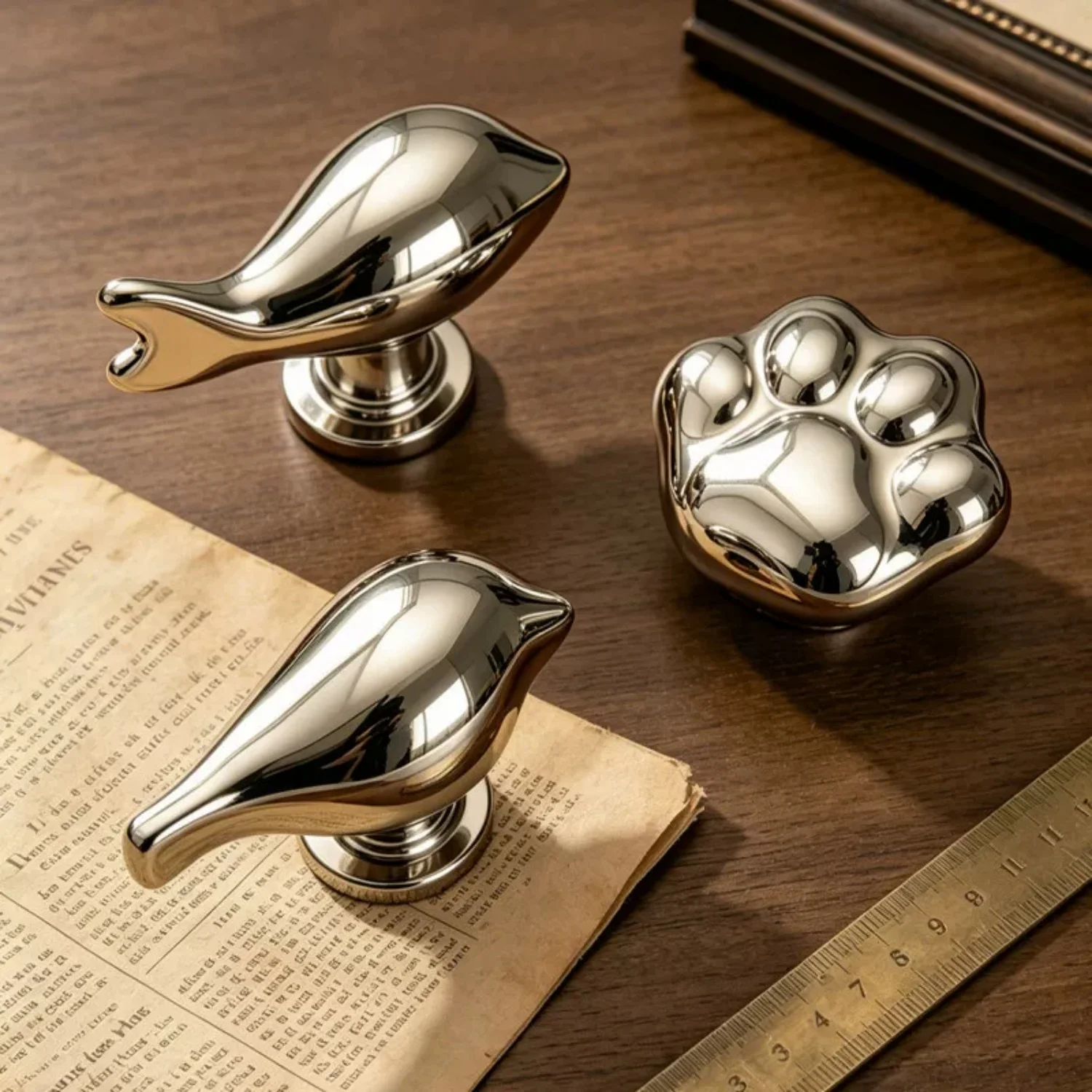 Creative Cartoon Fish Horse Deer Pure Copper Titanium Silver Drawer Shoe Cabinet Dresser Wardrobe Kids Room Furniture Door Knob