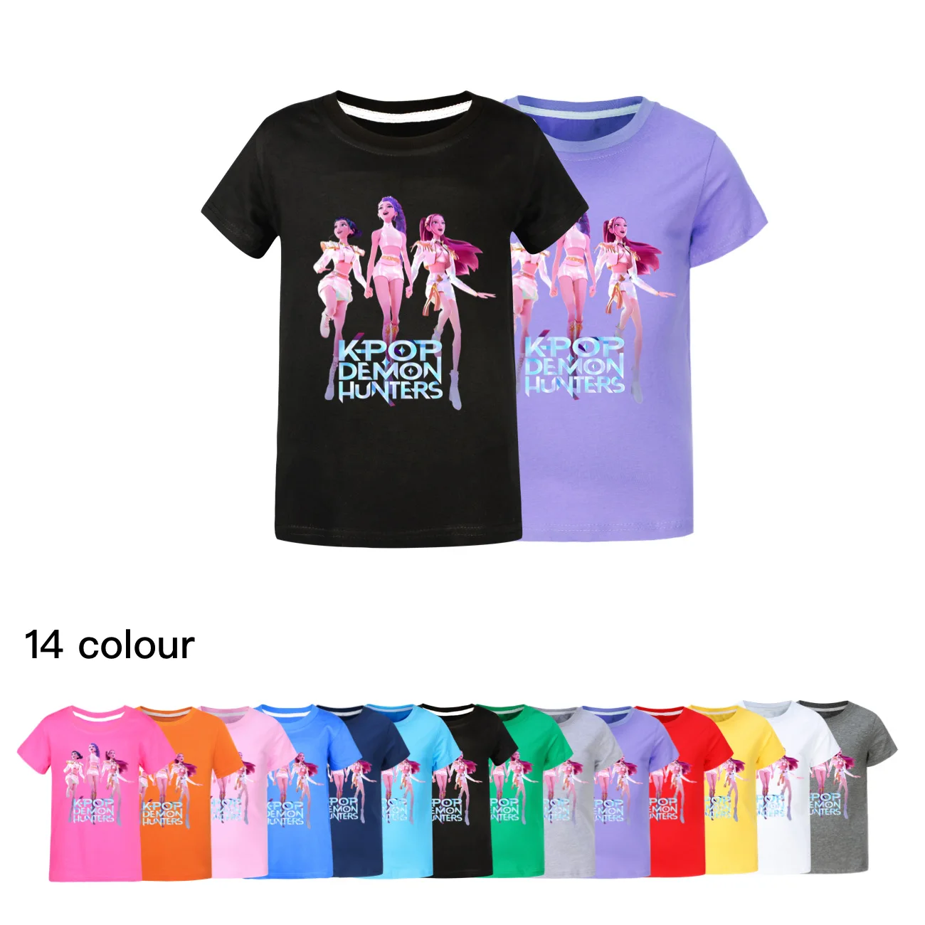 

Children T-shirt for Boys Girls Fashion Anime Movie Tees Kids KPop Demon Hunters Huntrix Funny Short Sleeve T Shirt Gifts