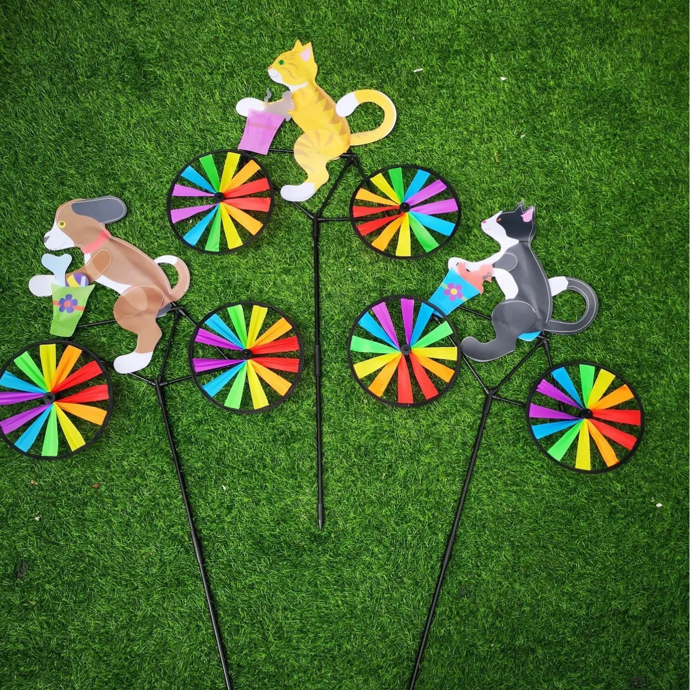 

Вращающееся украшение для велосипеда с животными, трехмерная ветряная мельница с деревянными кольями, подходит для террасов, на открытом воздухе