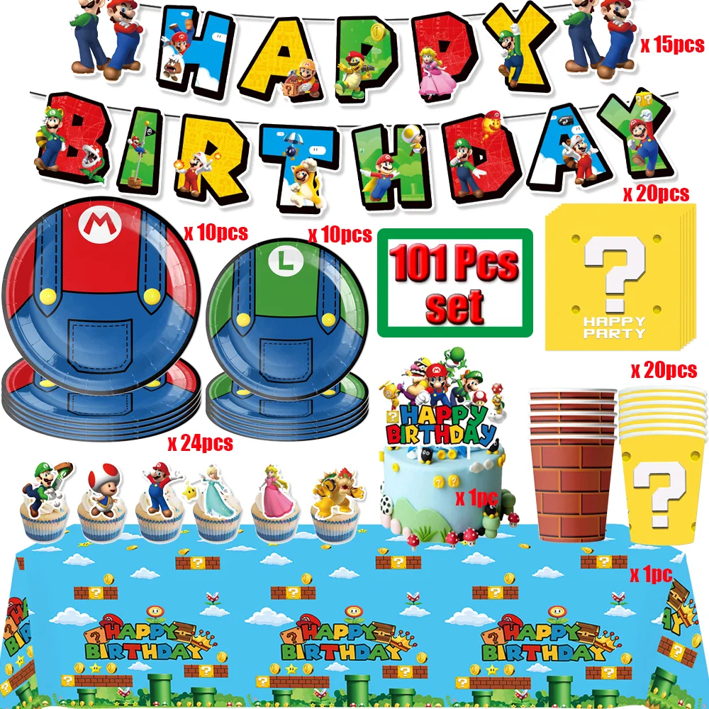 

Cartoon Game Super Bros Birthday Party Decoration Marios Balloon Princess Peach Tableware Baby Shower Kid Girls Party Supplies