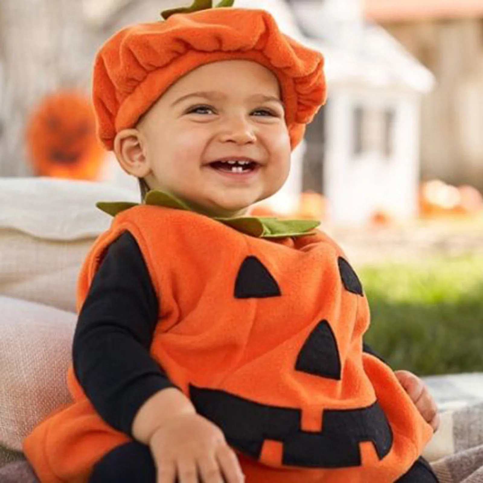 

Children'S Halloween Long Sleeved Pumpkin Shaped Hooded Suitable For Leisure Daily Life Gatherings Photography