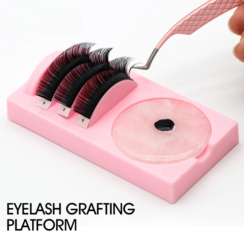 CNKESS Reusable 2 in 1 Acrylic False Lashes Eyelash Stand Pad and Glue Holder Eyelashes Grafting Assistor Station Essential Tool