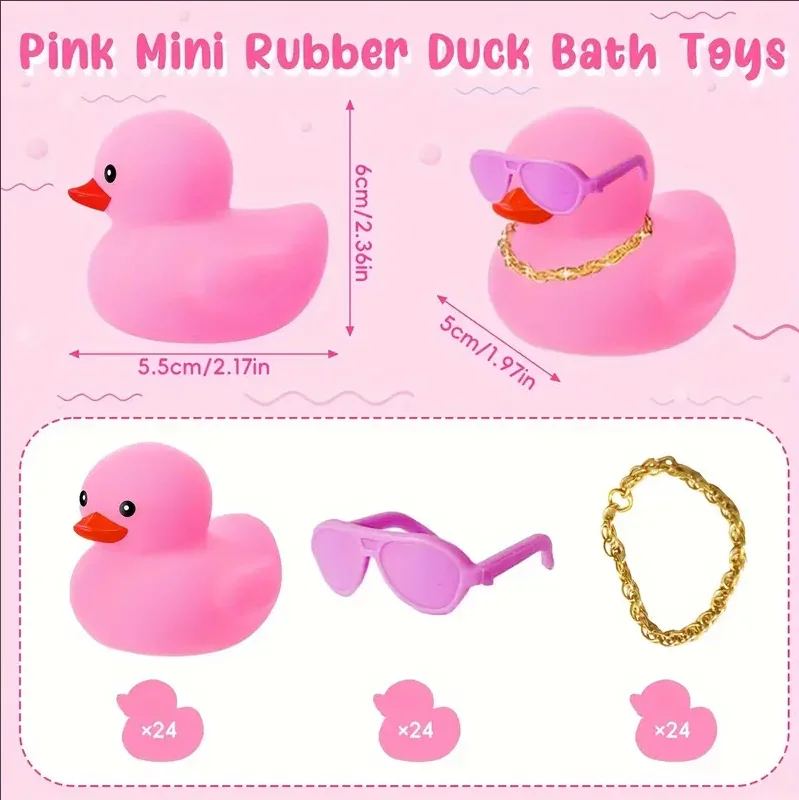 24/48pcs Pink Rubber Ducks Toys Duckies Gift Car Pool Float Halloween Adults Party Favors Carnival Decorations