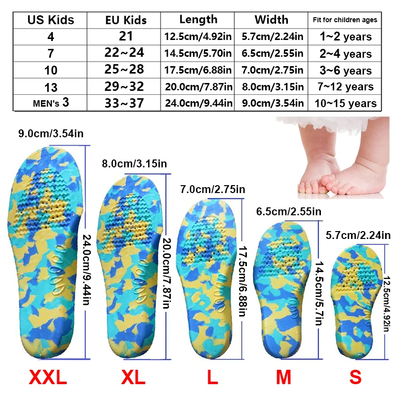 1-12 Years Kids Orthopedic Insole X O Type Legs Arch Support Shoes Cushion Children Feet Valgus Correction Flat Foot Feet Care