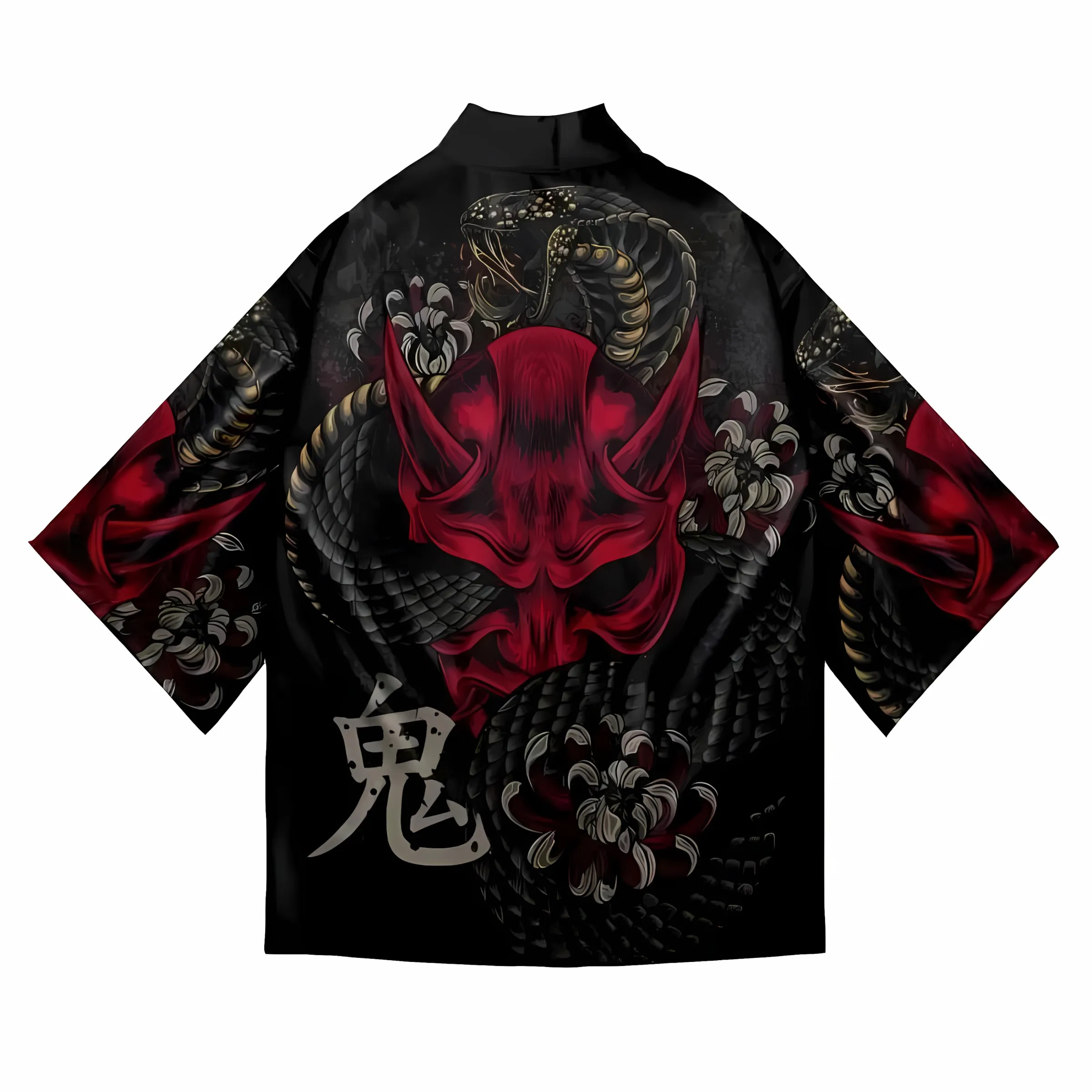 2026 Summer New Men's Kimono with 3D Chinese Character Pattern Print for Street Casual Fashion Comfortable Soft Breathable