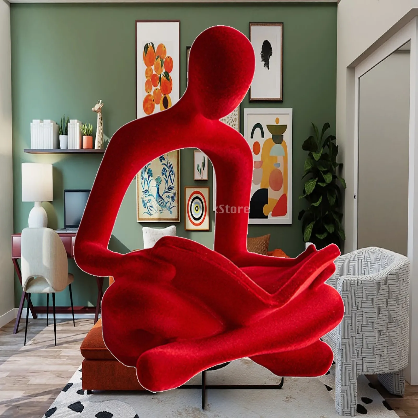 Abstract Thinker Statue Human Figurine Decor Collection Simple Unique Abstract