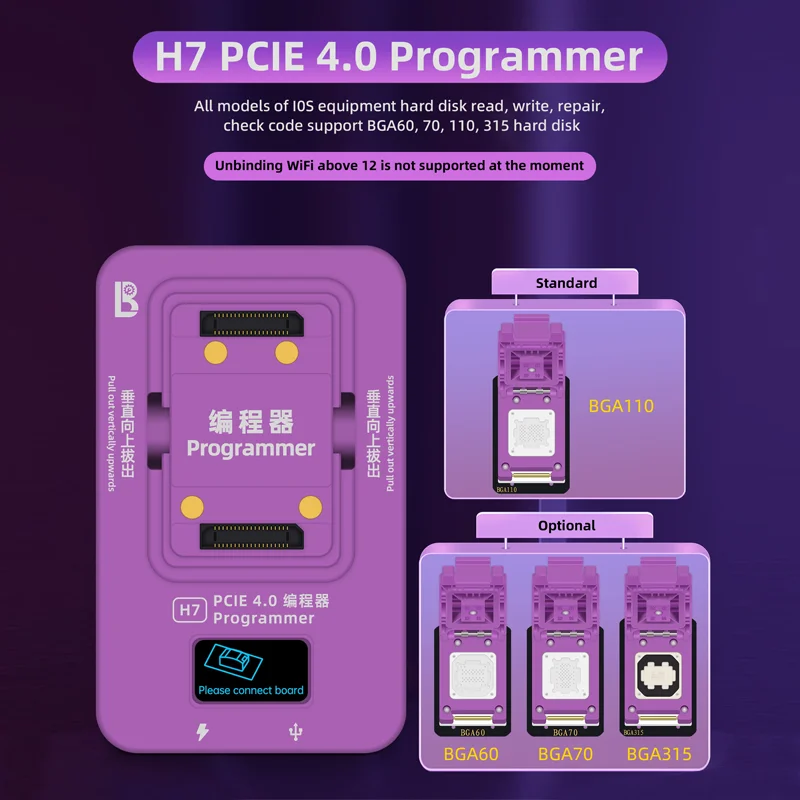 LUBAN H7 PCIE 4.0 Hard Disk Programmer for IPhone 6-15 Pro MAX NAND SYSCFG Data Modification & Write with BGA60/70/110/315 Nands