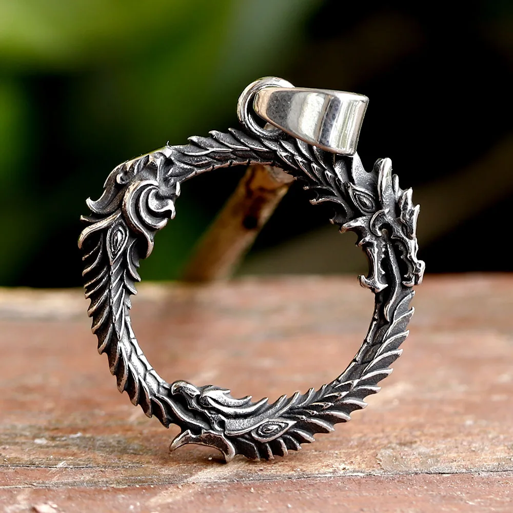2025 NEUE Herren-Halskette mit rundem Drachenkopf-Anhänger aus 316L-Edelstahl für Teenager, Punk-Tier-Schmuck, Geschenk, kostenloser Versand