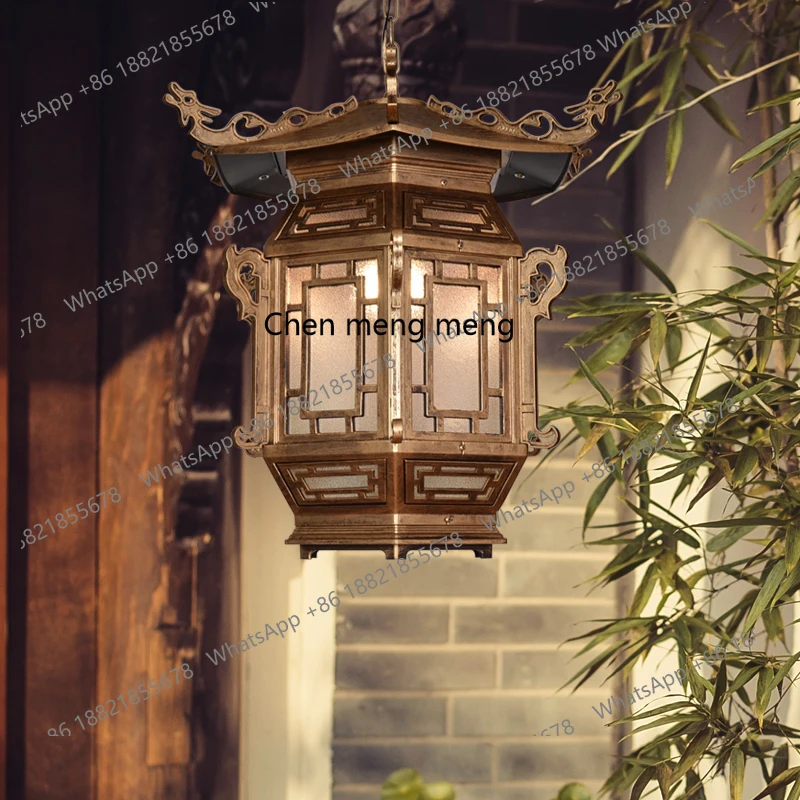 New Chinese outdoor chandelier eaves antique corridor lantern aisle courtyard retro outdoor waterproof lamp