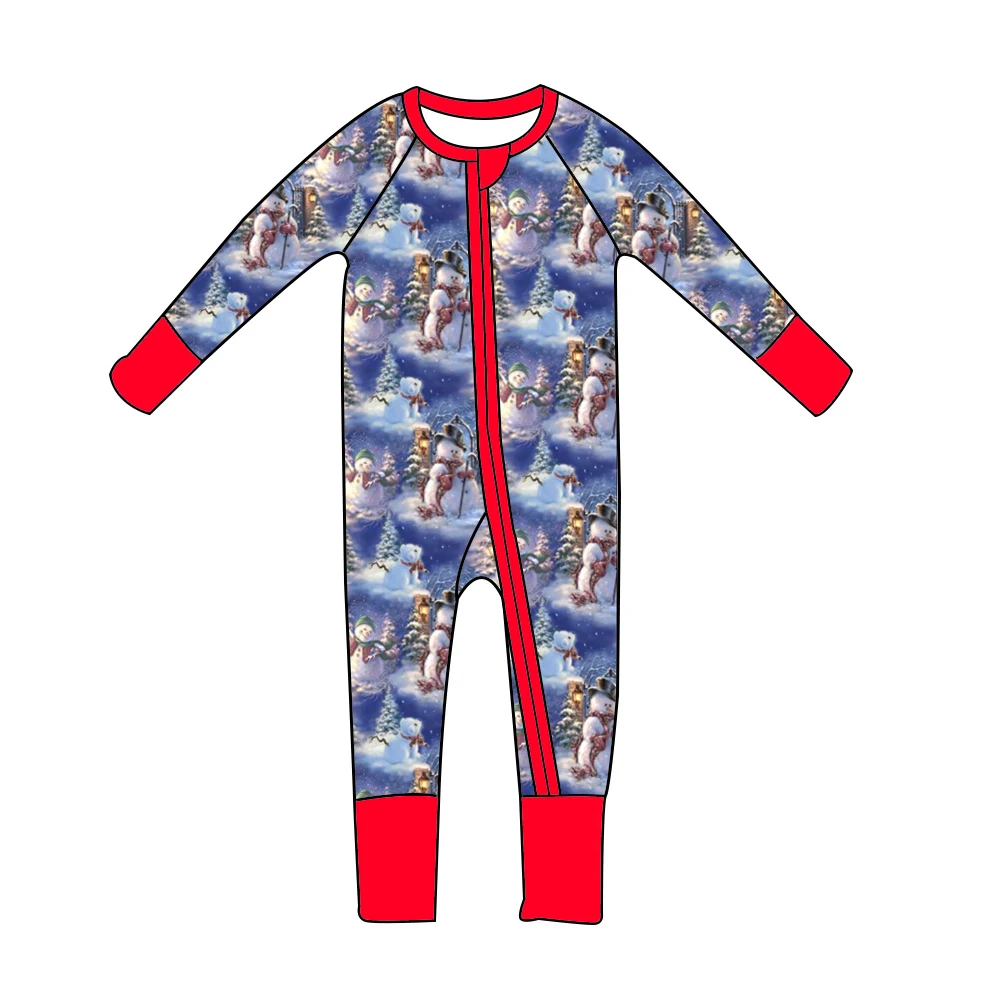 Christmas hot buy Jumpsuit Boys Baby Girls Baby Clothes Santa pattern Milk silk fabric Long sleeve pants zipper style