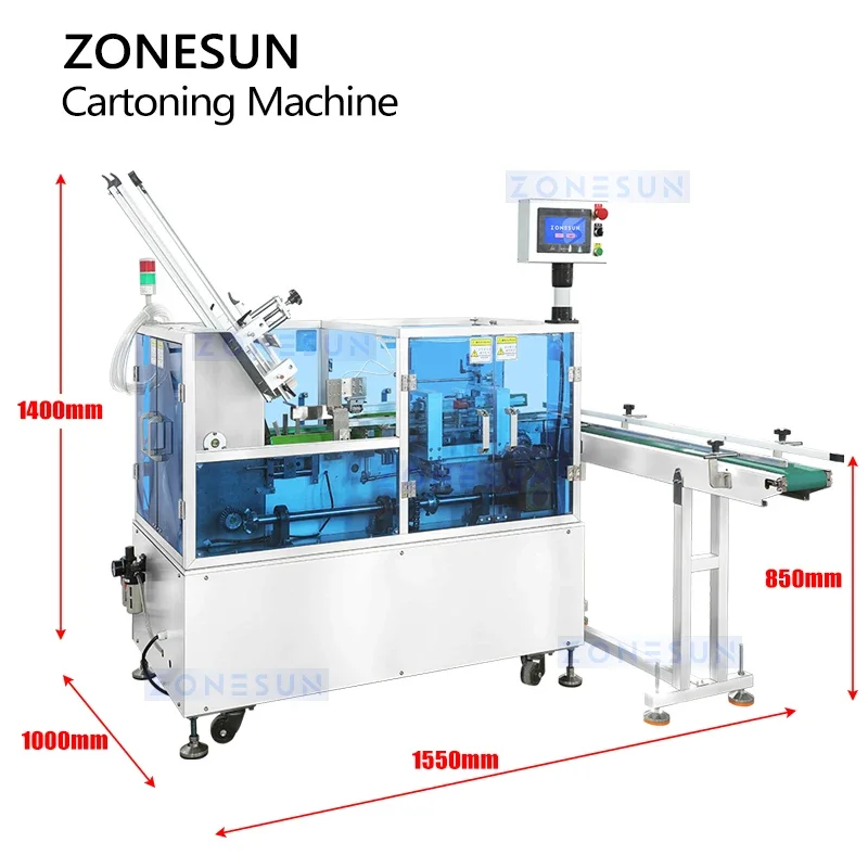 ZONESUN Single-sided Cartoning Machine Horizontal Cartoner Carton Folding Machine for Open Top Boxes ZS-KW080