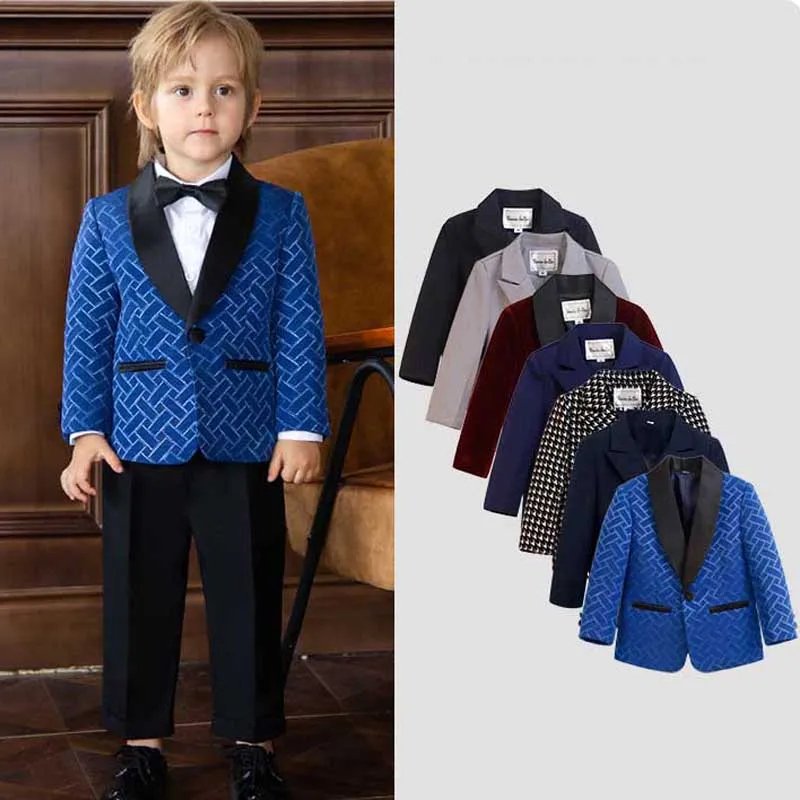 Children New Year Photography Jakcet Boys Formal Ceremony Costume Coat Kids Girls Piano Wedding Performance Birthday Party Dress