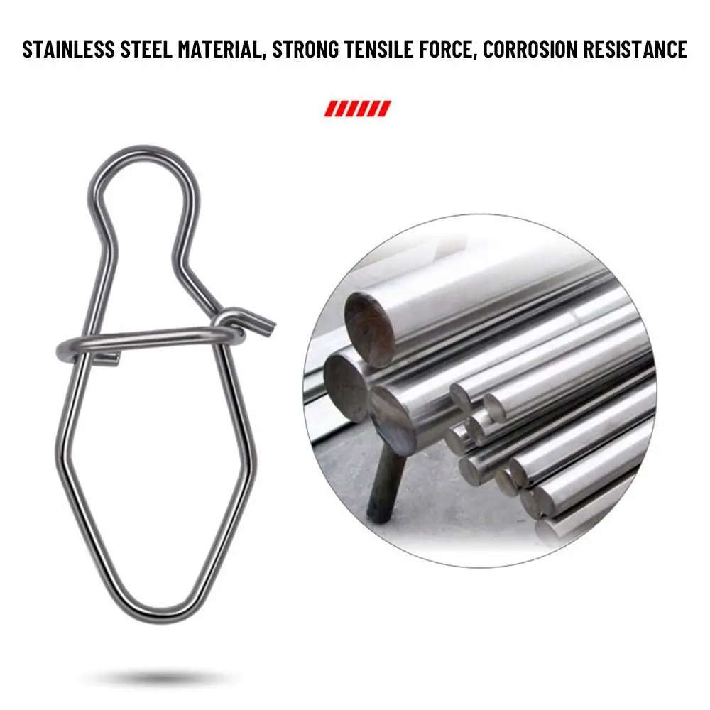 100PCS Gourd High Quality Stainless Steel Fast lock Durable Connector Fishing Hanging Snap Barrel Swivel Oval Split Rings