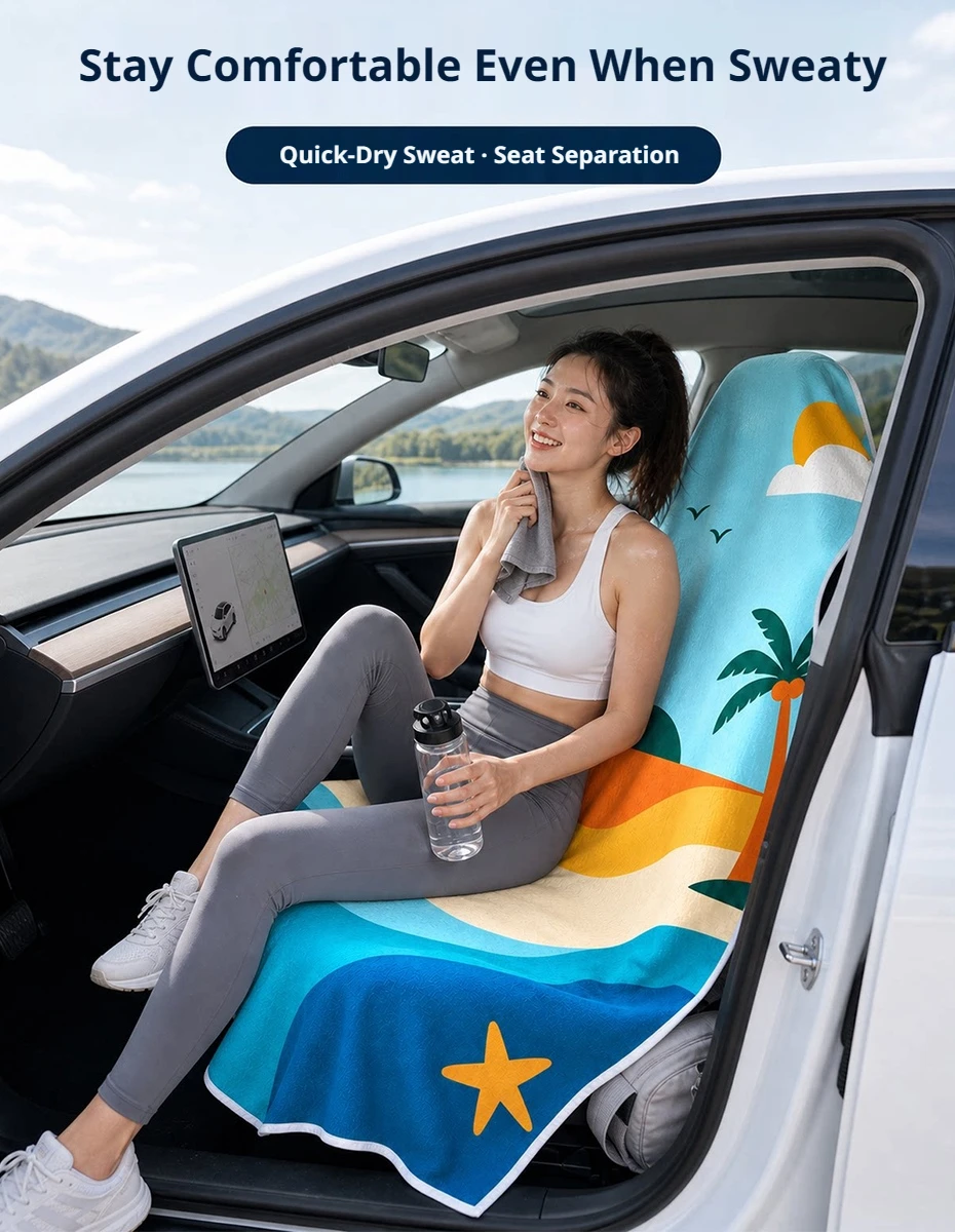 BLALION 160X80CM Autositzkissen Schweißtuch Waschbar Rutschfester Autositzbezug Strandtuch Matte für Auto Fitnessstudio Workout Laufen – Detail 3