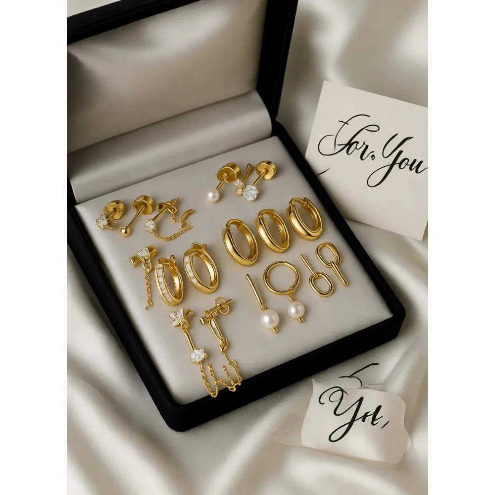 Pendientes Hipoalergénicos de Acero Quirúrgico con Parte Posterior Plana, Aros de Cartílago de 20G, Chapados en Oro de 14K para Orejas Sensibles