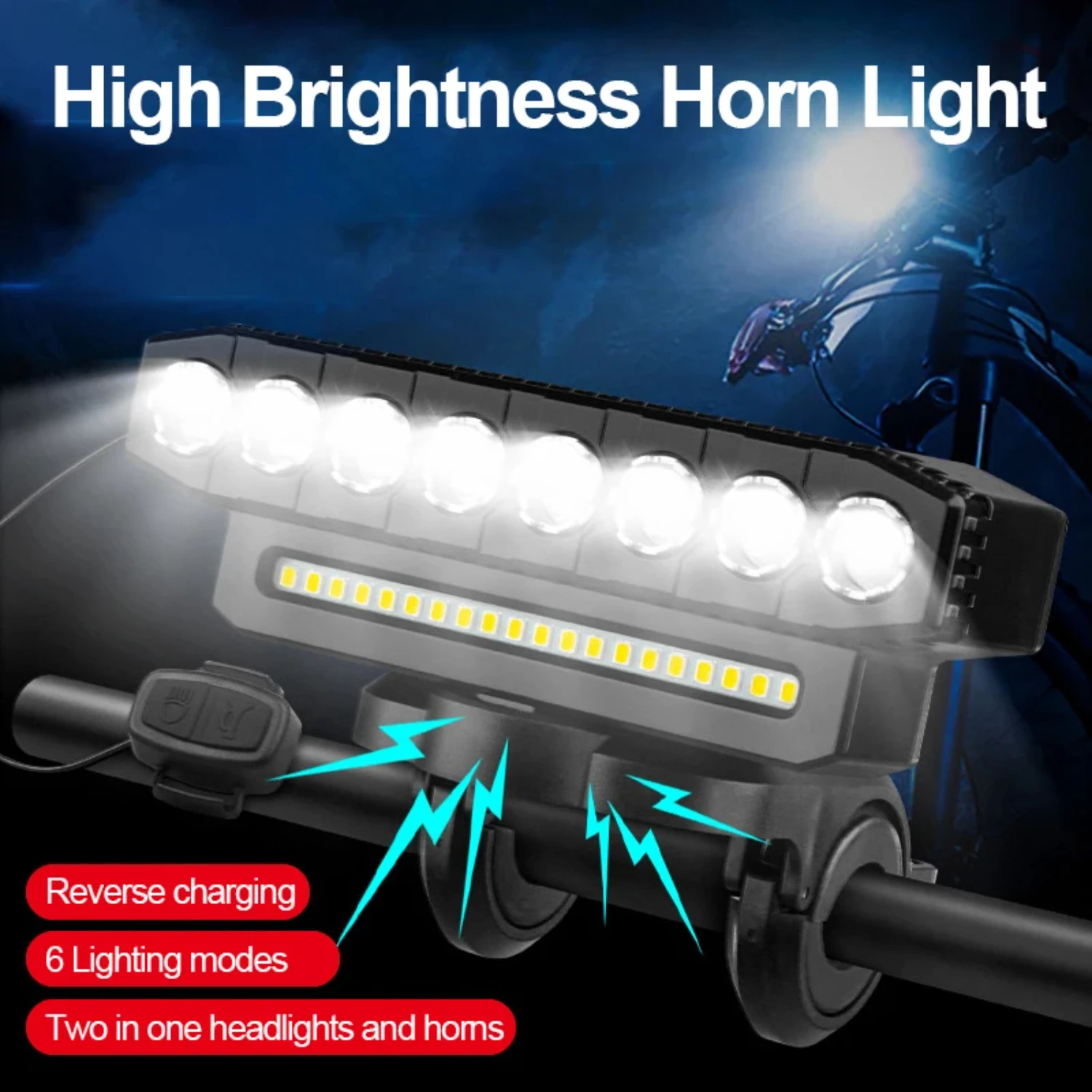 High Visibility Waterproof USB Charging MTB Bicycle Light Flashlight - Essential Safe Night Riding Gear for Cyclists Eroade lock