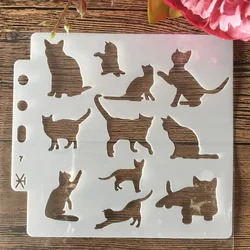 14*13cm Cat Kitten DIY Layering Stencils Wall Painting Scrapbook Coloring Embossing Album Decorative Template