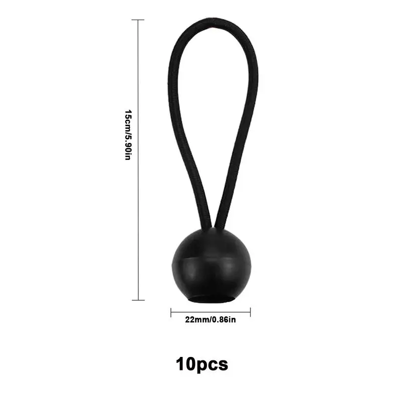 Cordes élastiques pour tente, boule noire, sangle à boucle Bunduple, TarLII CanAmendements Partners, ULpour camping en plein air, outils d'extérieur, 10 pièces