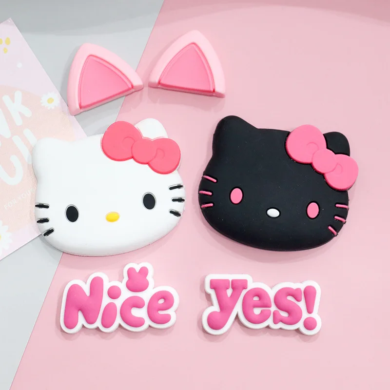 6/15Pcs Sanrio HelloKitty Pink PVC Shoes Charms Decorations Moonwalk Dance Sandal Buckle Fit Cool Man Holiday Gifts