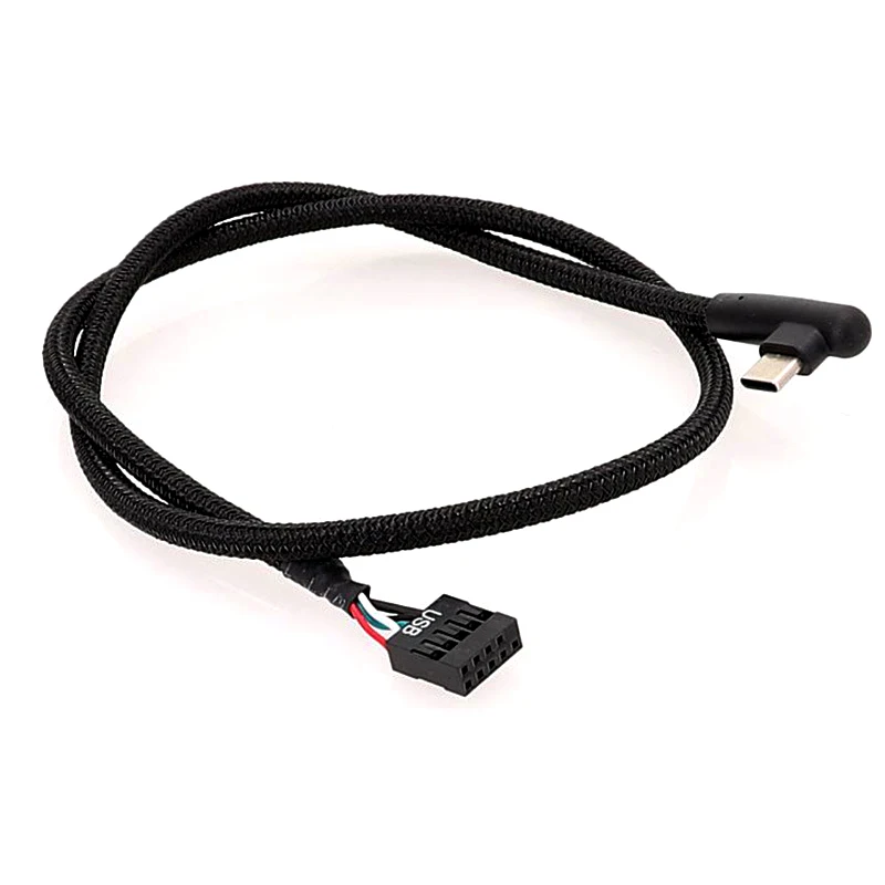 1PCS USB 9Pin to Type C Cable Anti Shielding Mesh Line Enhances Stability and Speed 60CM