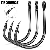PROBEROS 50pcs High Carbon Steel Jig Single Hook Barbed Sharp Point for Catfish Bullhead River Fishing Wholesale Available