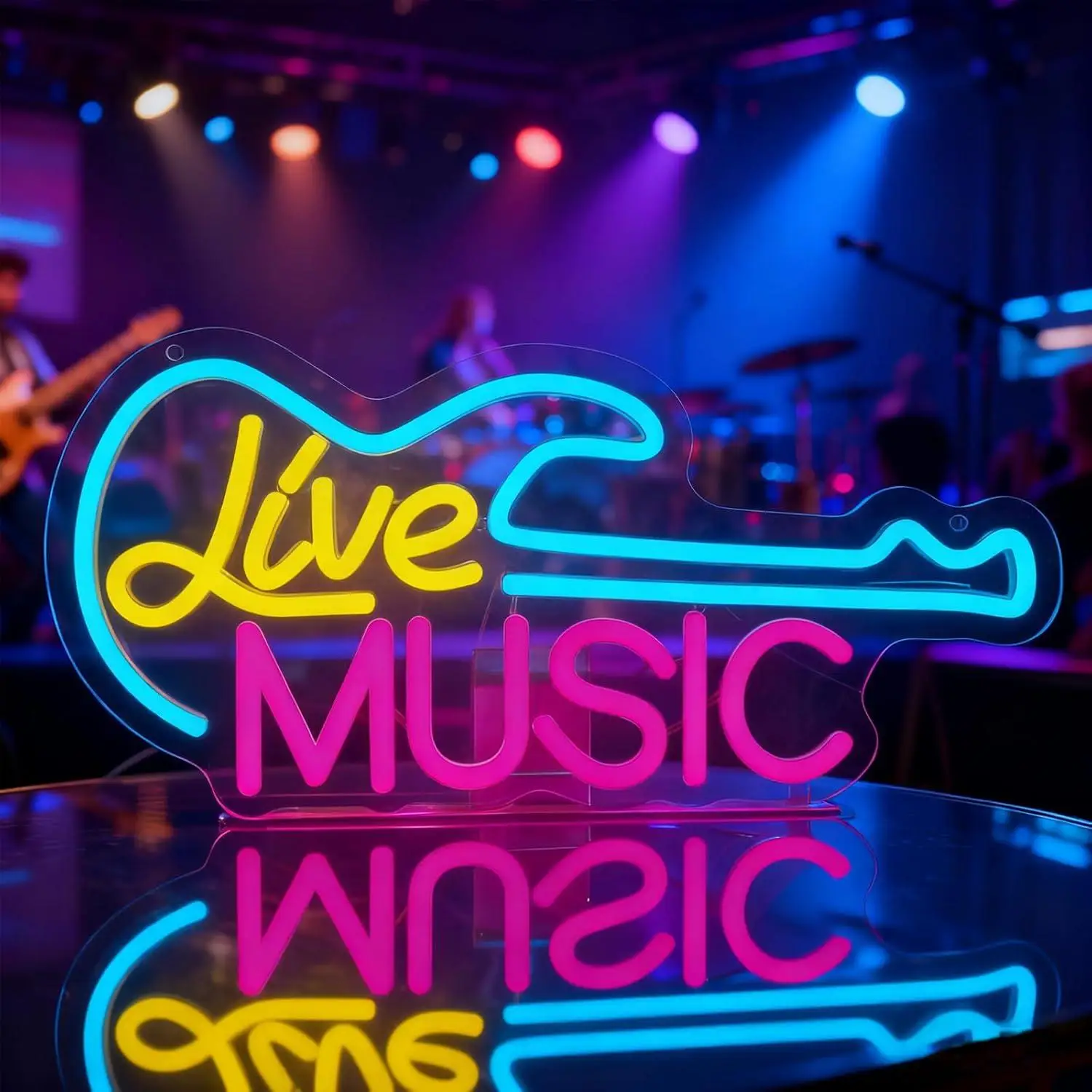 لايف الموسيقى النيون لجدار ديكور فني الغيتار LED ضوء لغرفة النوم ملهى ليلي بار نادي الحفلات الموسيقى استوديو هدية للرجال في سن المراهقة