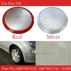 Silver/Red border  Dust Cover silver/Red border Hubcap For Fiat 500 Wheels Centre Hub Cap 68078419AC 68078421AC 51884863