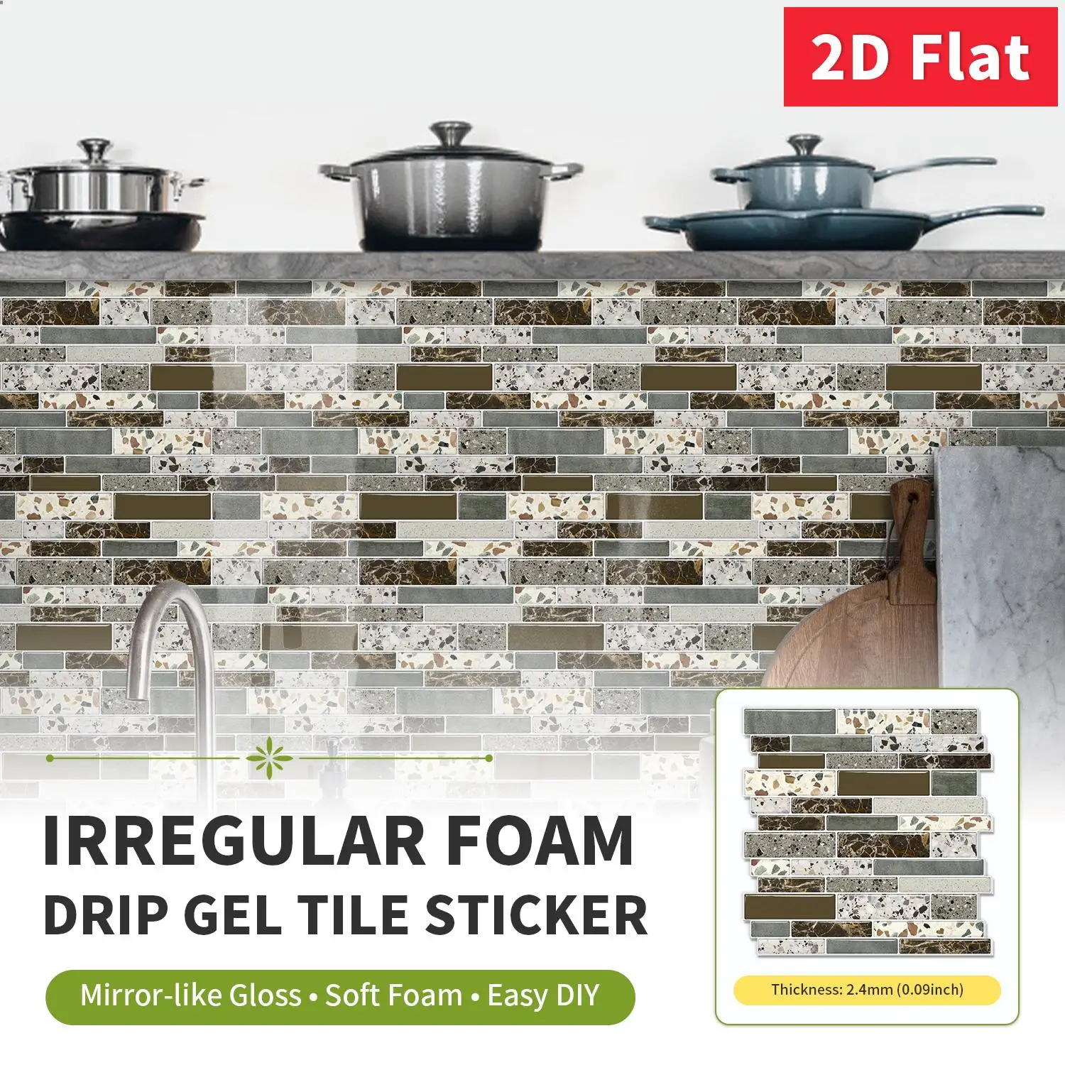 10/20/30Pcs Square Self-Adhesive Foam Wall Tiles 12x12in Marble Terrazzo Pattern Water Resistant DIY Home Decor