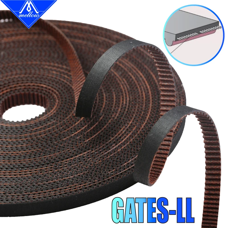 Mellow wysokiej jakości część drukarki 3D GATES-LL-2GT biegów pas synchroniczny GT2 szerokość 6MM 9MM 10MM pasek rozrządu odporny na zużycie dla BLV
